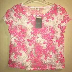 [Meadow Rue] Cherry Blossom Floral Sheer Blouse